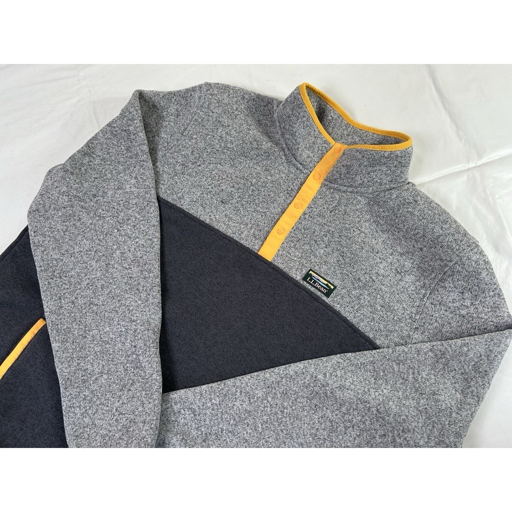 L.L.Bean Men's Slightly Fitted 2XL Tall Fleece 1/4 Snap Pullover Gray Solid XXL